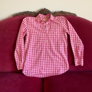 J Crew Gingham 3/4 button down blouse